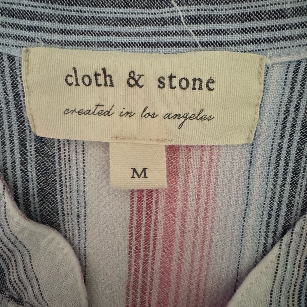 Cloth & Stone Sleeveless Button Down‎ Shirt Dress Frayed Hem Size M Linen Blend - Picture 8 of 13